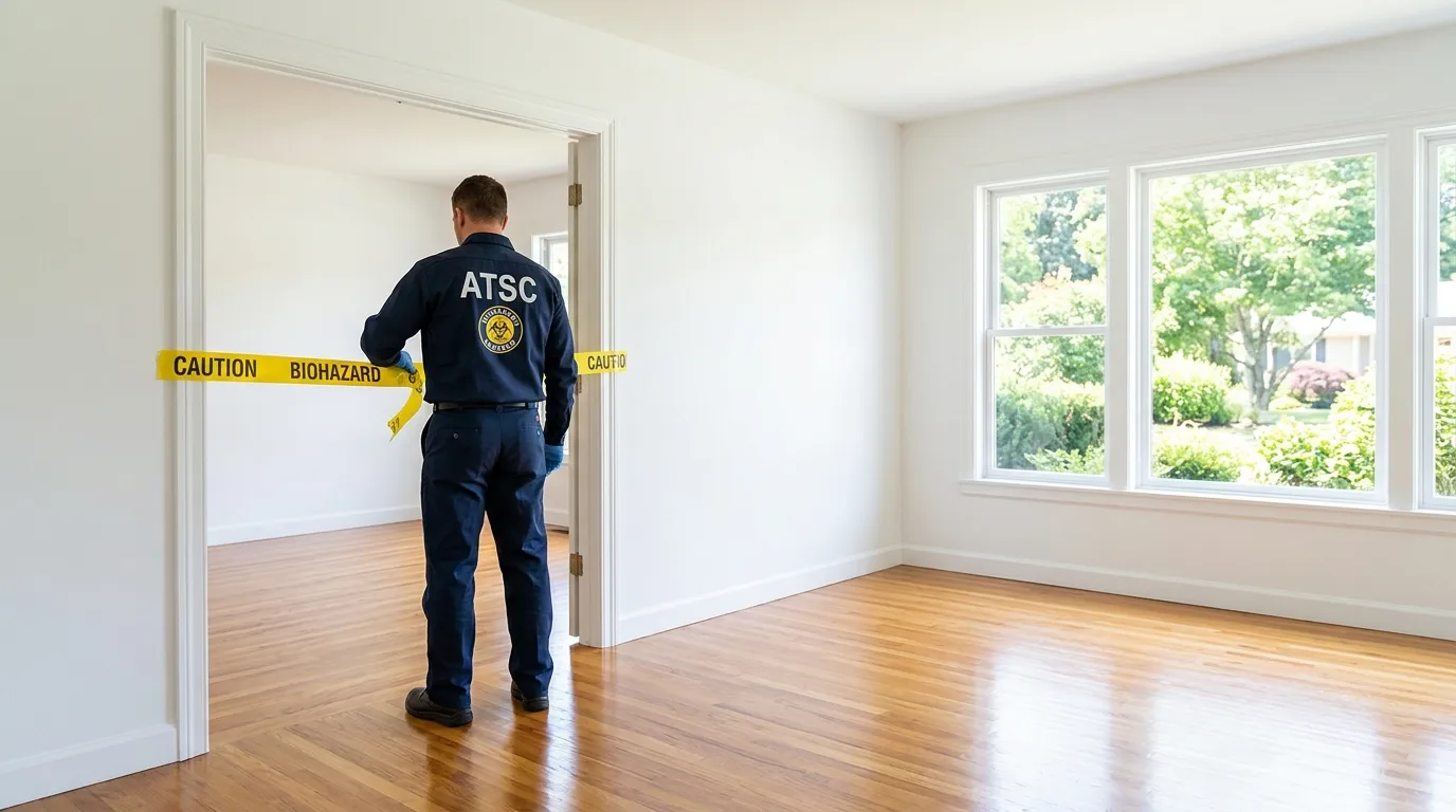 Certified biohazard cleanup crew performing Decomposition Cleanup in Fish Hawk